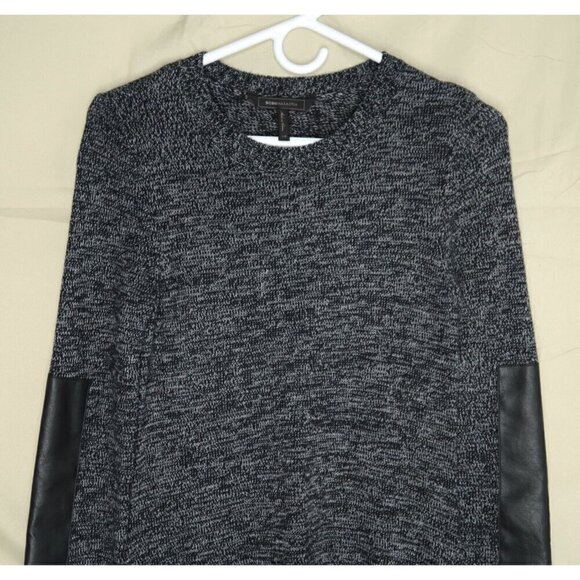 BCBGmaxazria Dahnya Wool Blend Knit Sweater Dress Faux Leather Sleeve Women's XS - Picture 2 of 12